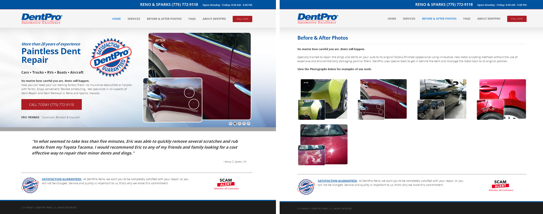 Paintless Dent Repair DentPro Reno